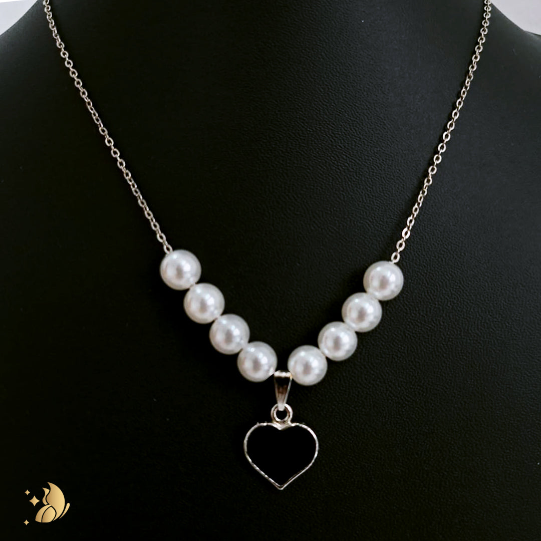 Laviora Pearl Heart Charm Necklace – Onam Jewellery Necklace 13