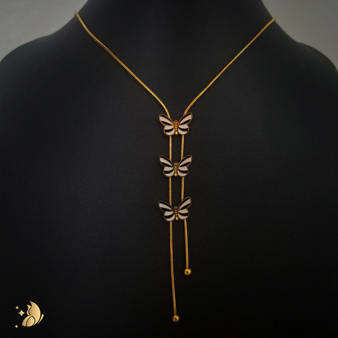 Laviora Golden Butterfly Cascade Necklace– Onam Jewellery Necklace 16