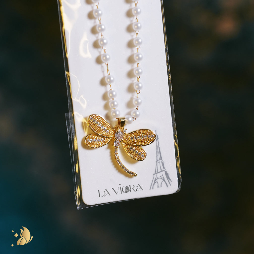 Laviora Dragonfly Pearl Necklace – Onam Jewellery Necklace 10