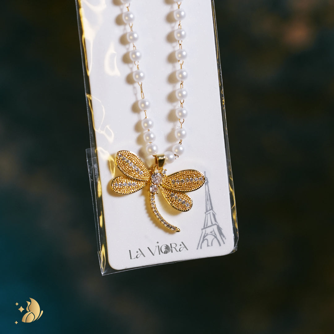 Laviora Dragonfly Pearl Necklace – Onam Jewellery Necklace 10