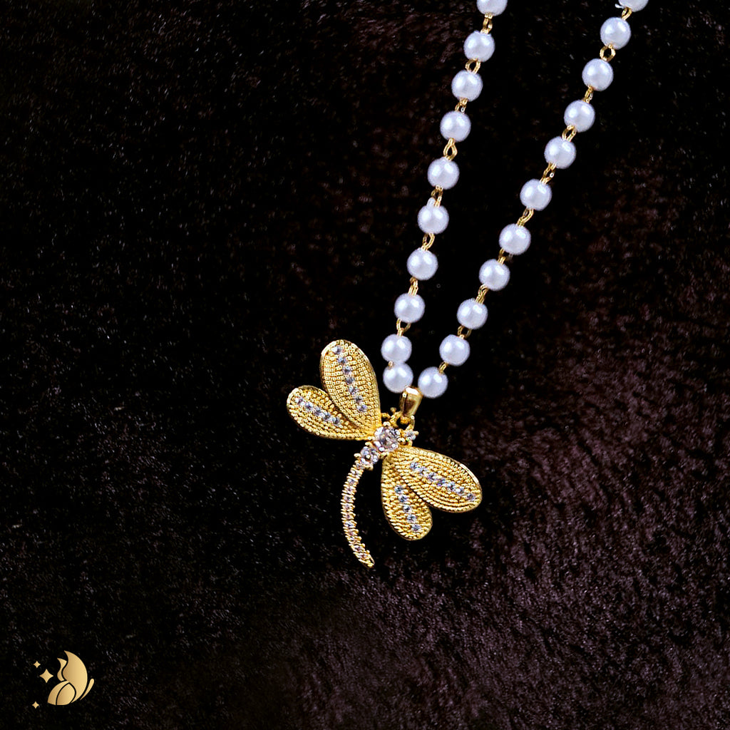 Laviora Dragonfly Pearl Necklace – Onam Jewellery Necklace 10