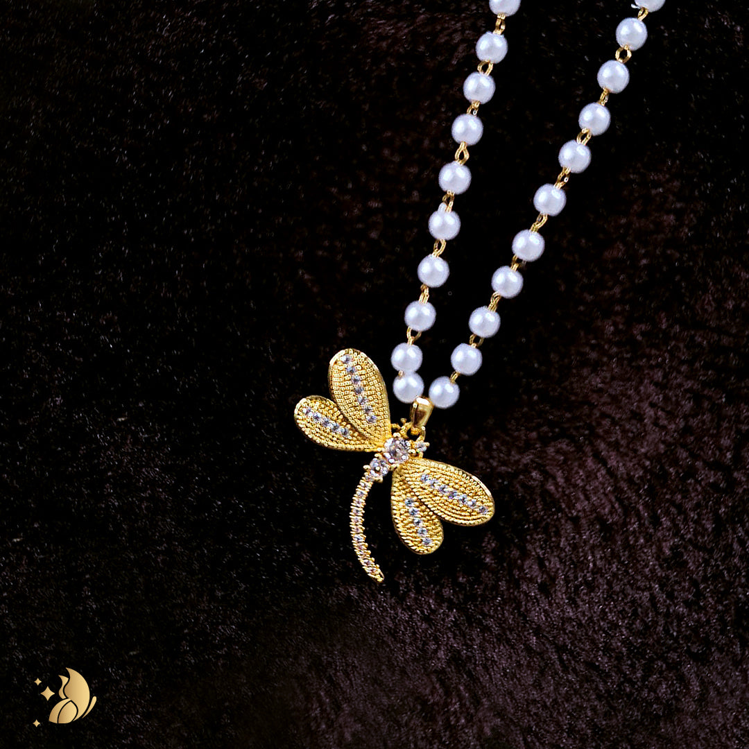 Laviora Dragonfly Pearl Necklace – Onam Jewellery Necklace 10