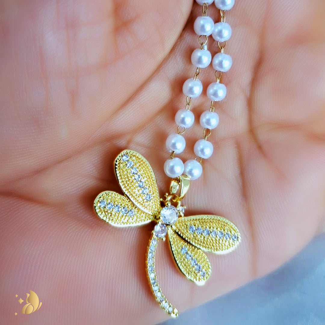Laviora Dragonfly Pearl Necklace – Onam Jewellery Necklace 10