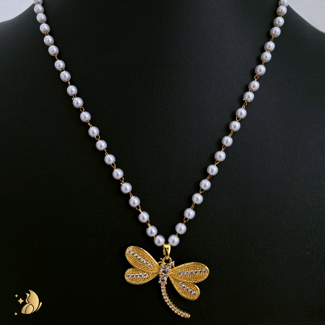 Laviora Dragonfly Pearl Necklace – Onam Jewellery Necklace 10