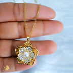 Laviora Blooming Elegance Flower Pendant Necklace – Onam Jewellery Necklace 11