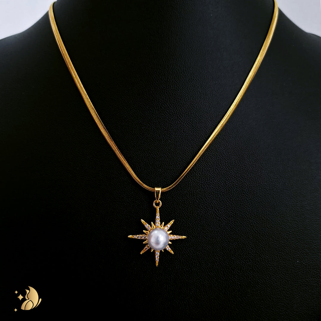 Laviora Radiant Sun Pearl Pendant Necklace – Onam Jewellery Necklace 12