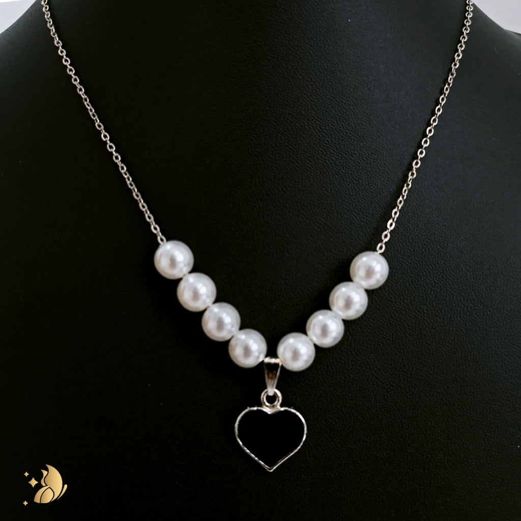 Laviora Pearl Heart Charm Necklace – Onam Jewellery Necklace 13