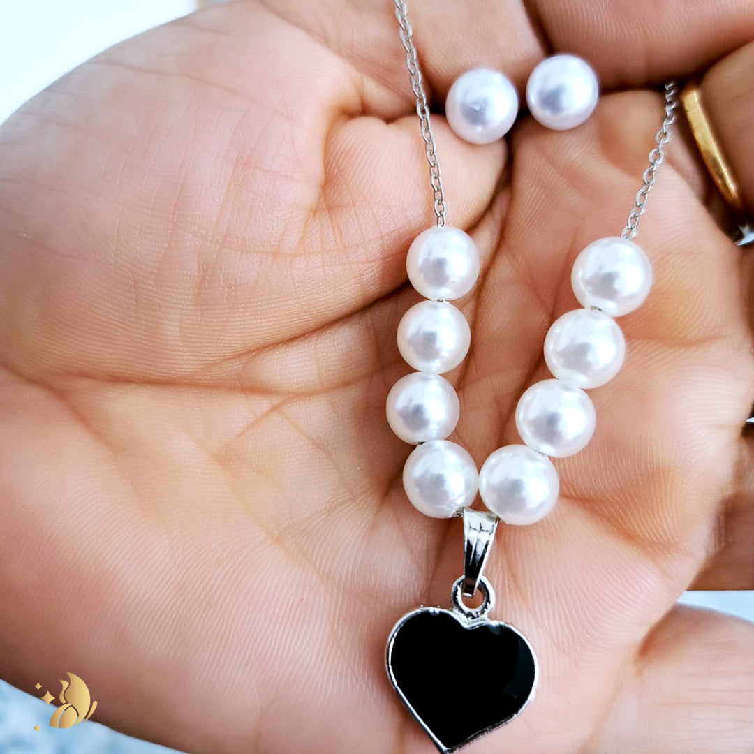 Laviora Pearl Heart Charm Necklace – Onam Jewellery Necklace 13