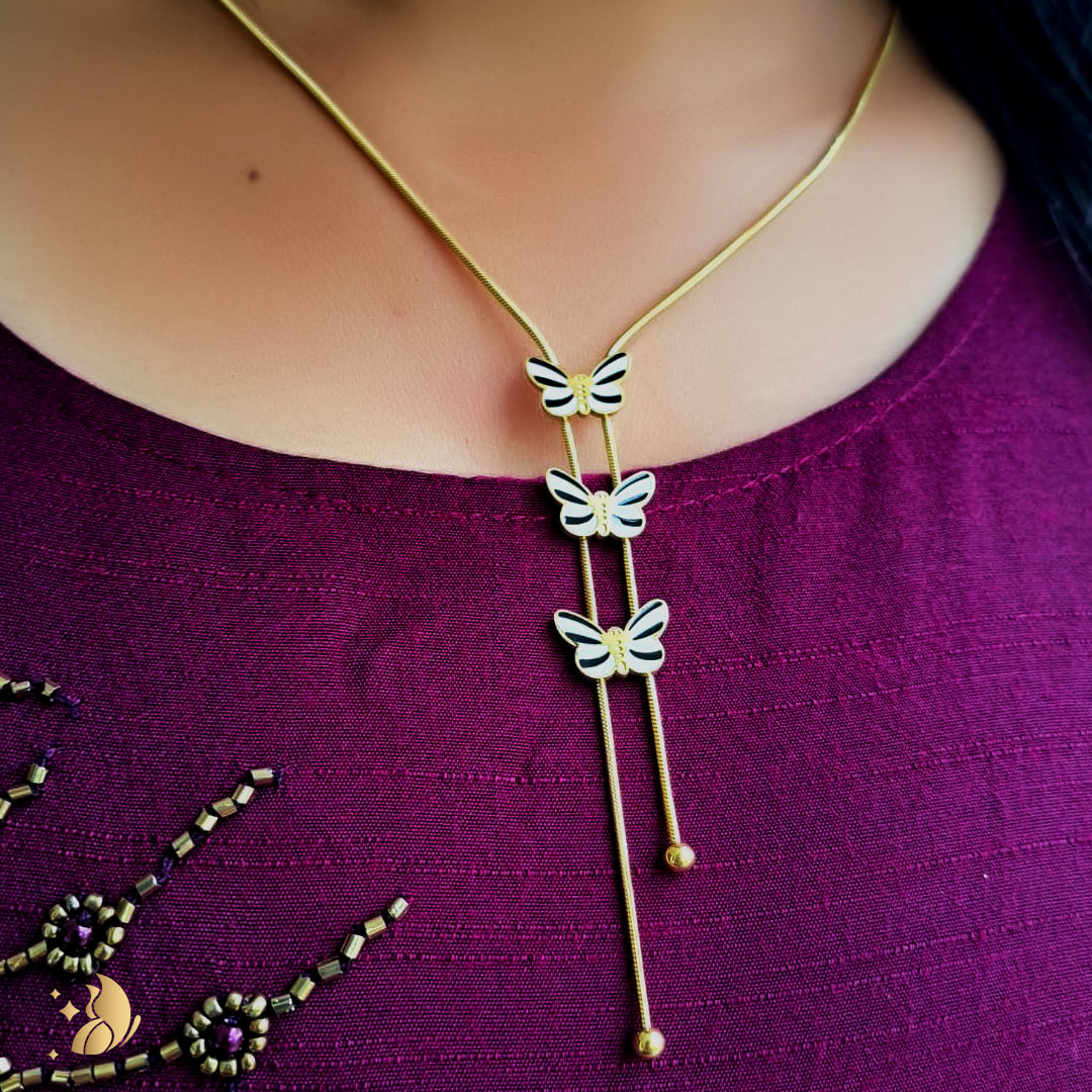 Laviora Golden Butterfly Cascade Necklace– Onam Jewellery Necklace 16