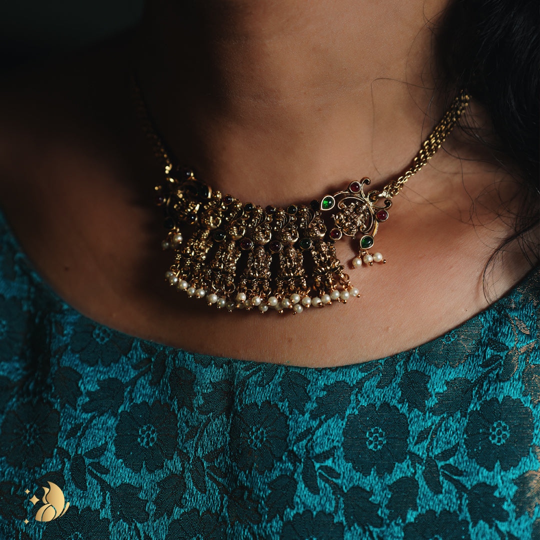Laviora Temple Heritage Choker with Pearls – Onam Jewellery Necklace 17