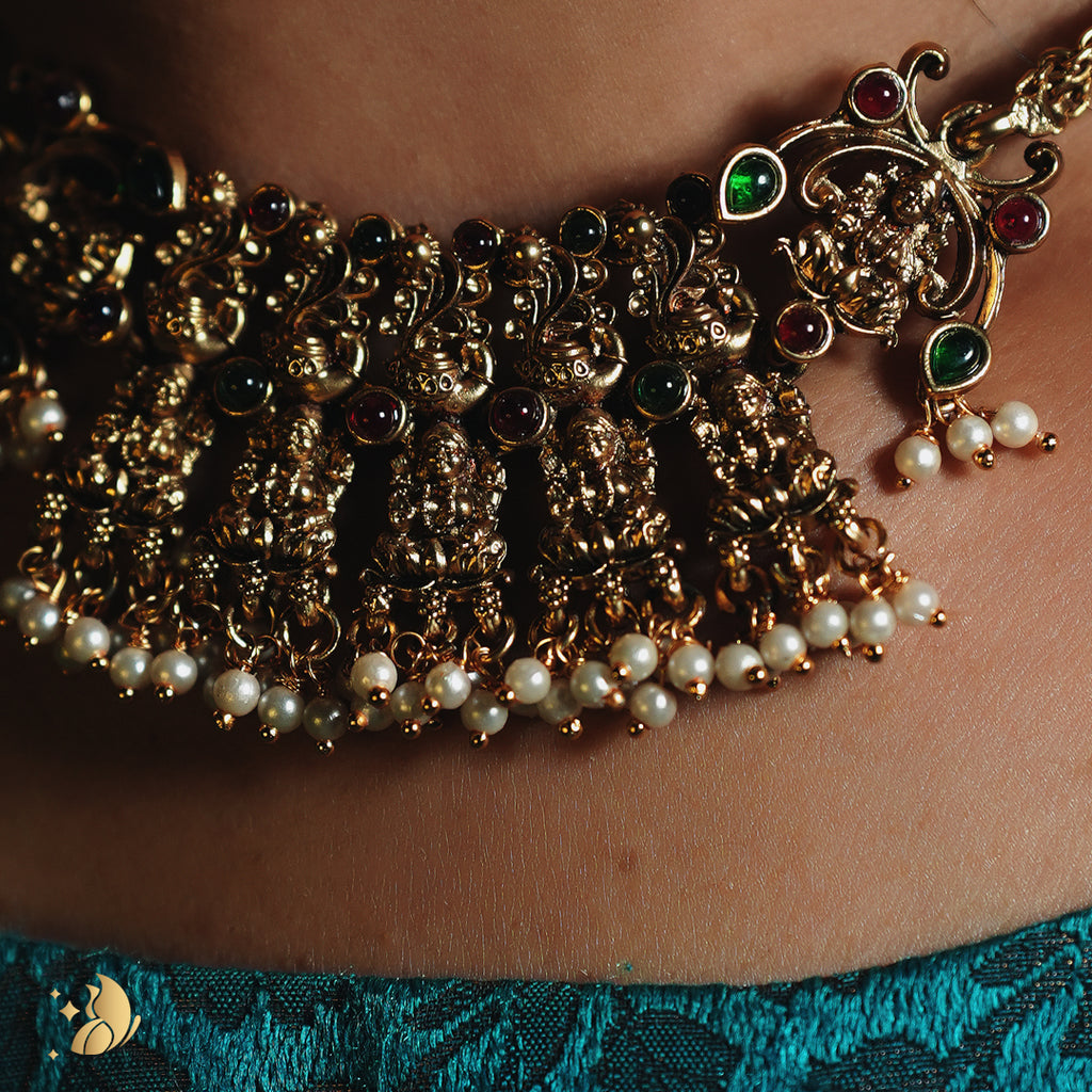 Laviora Temple Heritage Choker with Pearls – Onam Jewellery Necklace 17