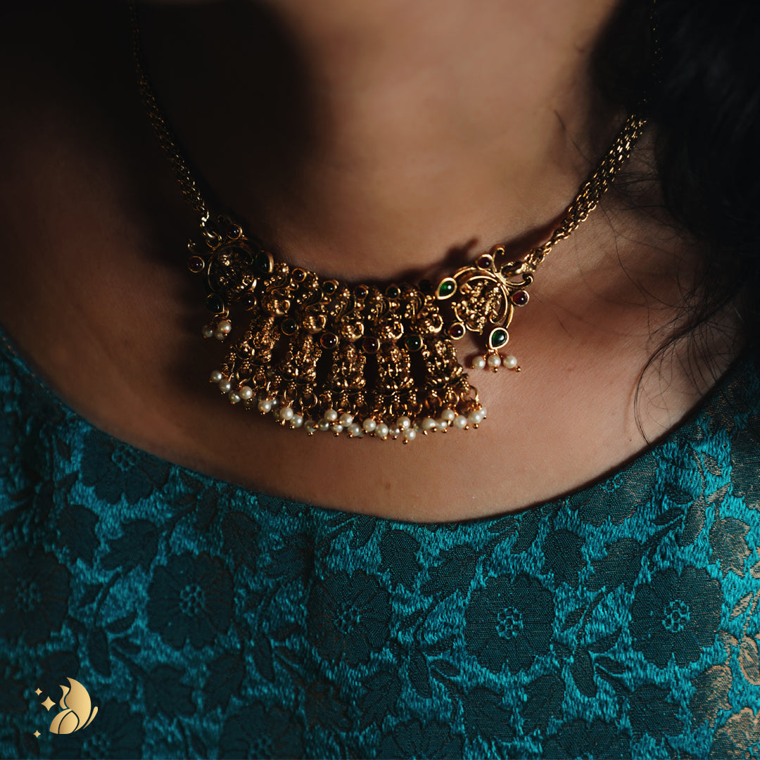 Laviora Temple Heritage Choker with Pearls – Onam Jewellery Necklace 17