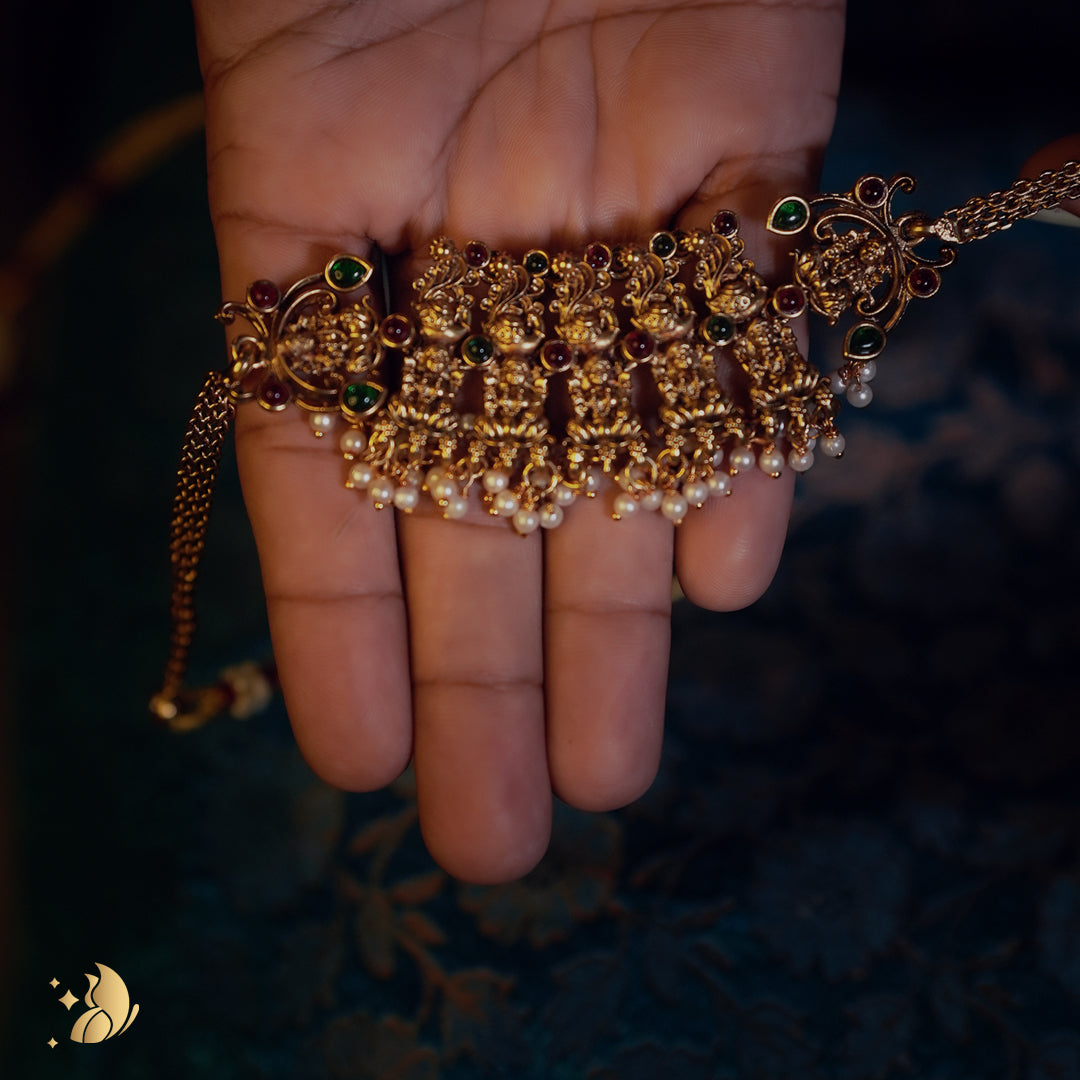 Laviora Temple Heritage Choker with Pearls – Onam Jewellery Necklace 17