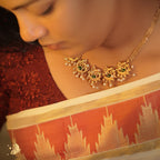 Laviora Divine Heritage Temple Necklace with Emerald & Pearls – Onam Jewellery Necklace 24