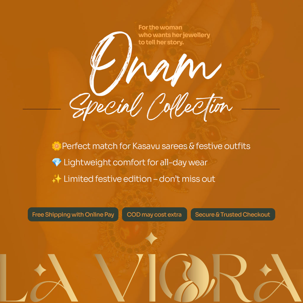 Laviora Emerald Glow Gold Choker Necklace – Onam Jewellery Necklace 22